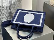Medium Dior Book Tote with Strap Blue Dior Oblique Embroidery with White Lace and Dior Medaillon - 36x27.5x16.5cm - 2