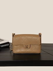 Chanel Small Flap Bag Grained Shiny Calfskin & Gold-Tone Metal Light Brown AS6625 - 23x16x6cm - 1