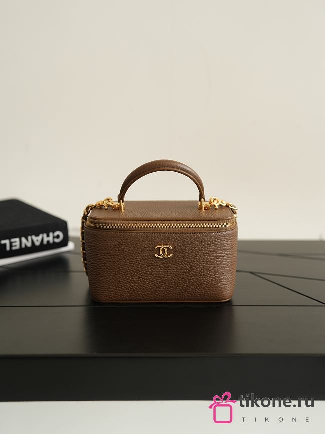 Chanel Vanity with Chain Grained Calfskin & Gold-Tone Metal Brown AP5574 - 20x12x9cm - 1