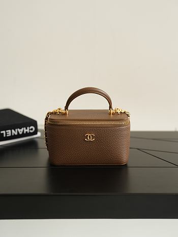Chanel Vanity with Chain Grained Calfskin & Gold-Tone Metal Brown AP5574 - 20x12x9cm