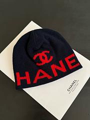 Chanel Cashmere-Wool Blend CC Knit Beanie Navy/Red - 1