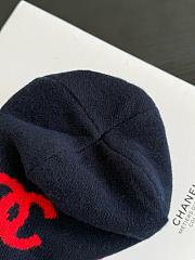 Chanel Cashmere-Wool Blend CC Knit Beanie Navy/Red - 6