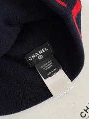 Chanel Cashmere-Wool Blend CC Knit Beanie Navy/Red - 5