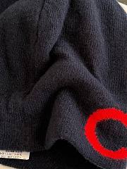 Chanel Cashmere-Wool Blend CC Knit Beanie Navy/Red - 3