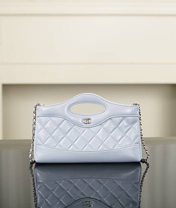Chanel 31 Nano Shopping Bag Lambskin Gold Tone Metal Light Blue - 20.5x17.5x3.5cm