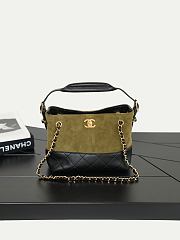 Chanel Mini Tote Suede Calfskin, Shiny Lambskin & Gold-Tone Metal Khaki & Black - 20x15.5x8.5cm - 1
