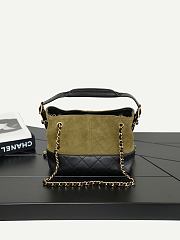 Chanel Mini Tote Suede Calfskin, Shiny Lambskin & Gold-Tone Metal Khaki & Black - 20x15.5x8.5cm - 6