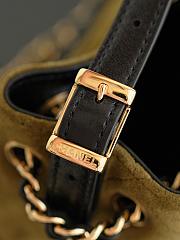 Chanel Mini Tote Suede Calfskin, Shiny Lambskin & Gold-Tone Metal Khaki & Black - 20x15.5x8.5cm - 5