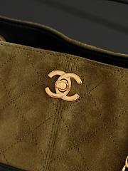 Chanel Mini Tote Suede Calfskin, Shiny Lambskin & Gold-Tone Metal Khaki & Black - 20x15.5x8.5cm - 3