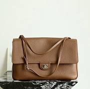 Maxi Flap Bag Grained Calfskin & Silver Metal Camel AS6233 - 38.5x26x11cm - 1