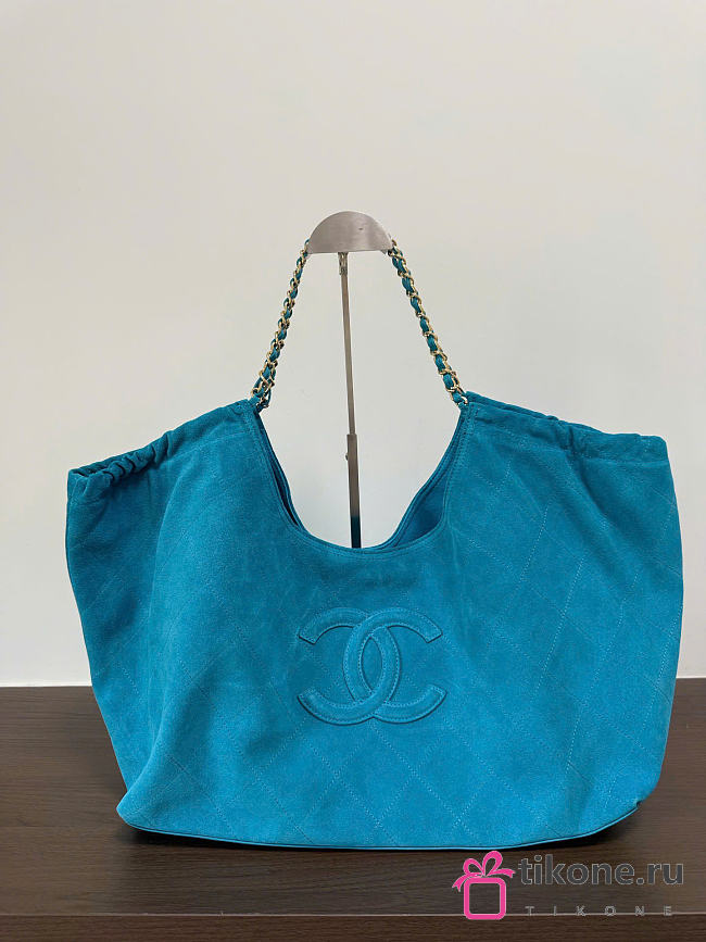 Chanel Shopping Bag Suede Calfskin & Gold-Tone Metal Blue AS6475 - 44.5x24.5x18cm - 1