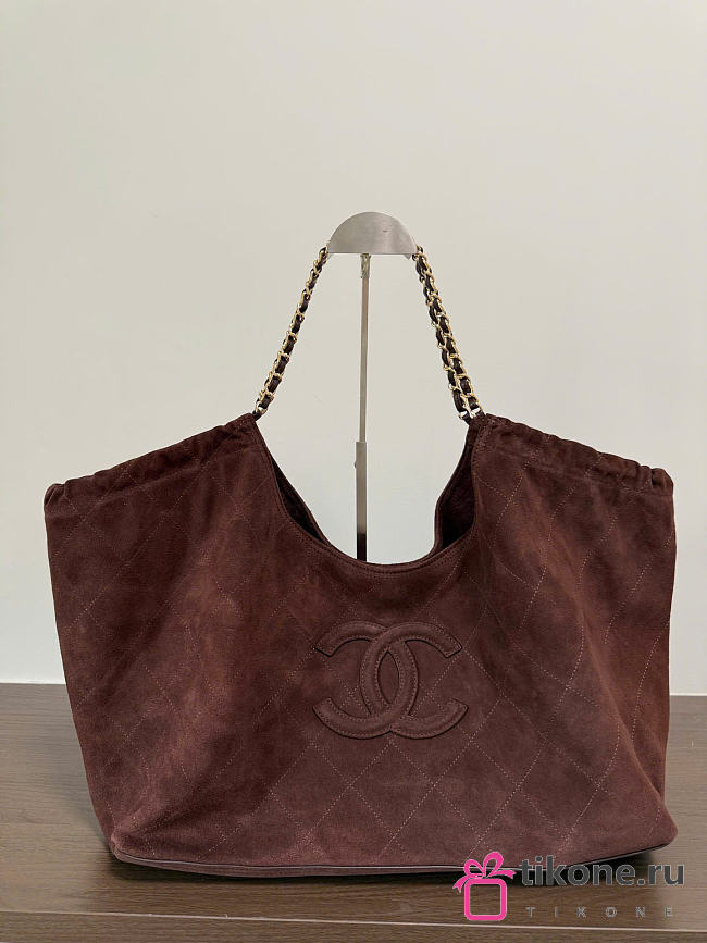 Chanel Shopping Bag Suede Calfskin & Gold-Tone Metal Dark Brown AS6475 - 44.5x24.5x18cm - 1