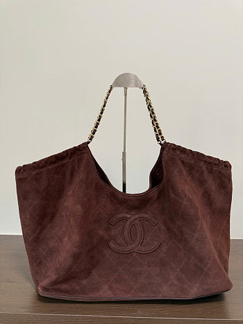 Chanel Shopping Bag Suede Calfskin & Gold-Tone Metal Dark Brown AS6475 - 44.5x24.5x18cm