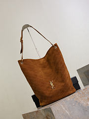 YSL Niki Cassandre Suede Bucket Bag in Brown - 40x33x16cm - 4