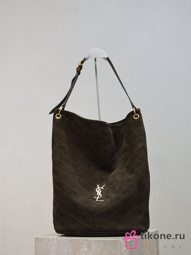 YSL Niki Cassandre Suede Bucket Bag in Light Musk - 40x33x16cm - 1