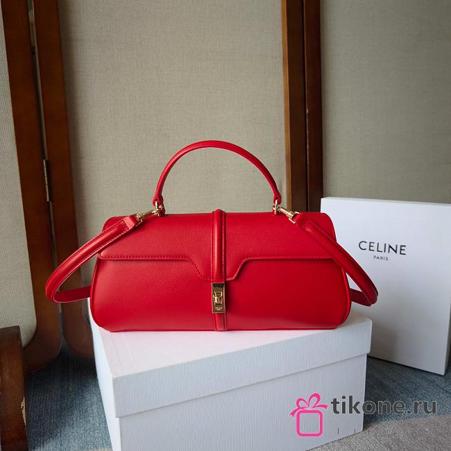 Celine Le 16 Side-To-Side In Satinated Calfskin Red - 28x13x9cm - 1
