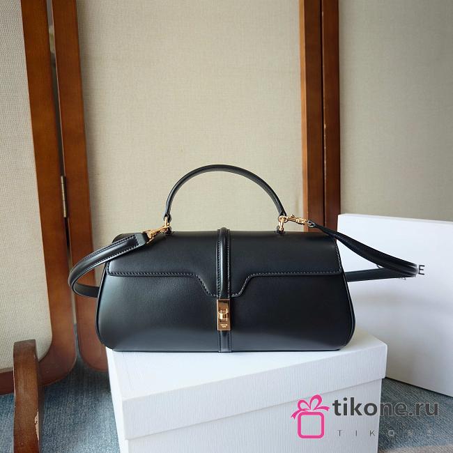 Celine Le 16 Side-To-Side In Satinated Calfskin Black - 28x13x9cm - 1