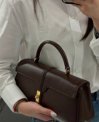Celine Le 16 Side-To-Side In Satinated Calfskin Chestnut - 28x13x9cm