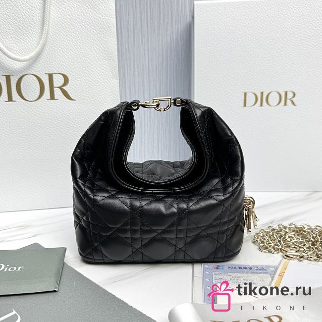 Mini Dior Toujours Hobo Bag Black Cannage Lambskin - 18x10x7cm - 1