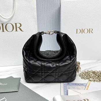 Mini Dior Toujours Hobo Bag Black Cannage Lambskin - 18x10x7cm