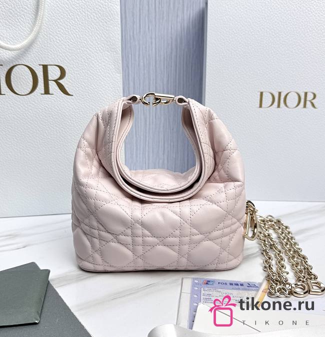 Mini Dior Toujours Hobo Bag Ballet Pink Cannage Lambskin - 18x10x7cm - 1