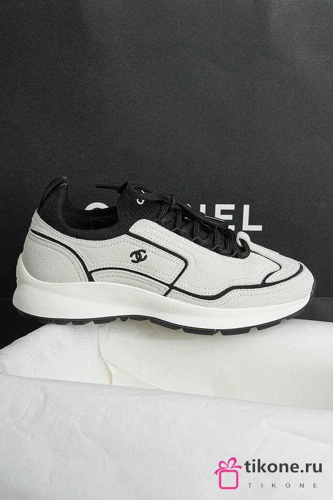 Chanel Trainers Calfskin & Mixed Fibers Ivory & Black G47415 - 1