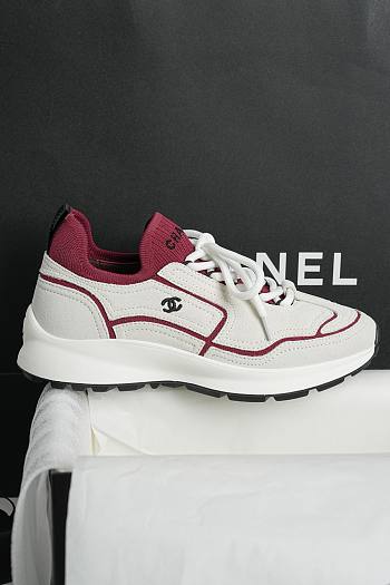Chanel Trainers Calfskin & Mixed Fibers Ivory & Burgundy G47415