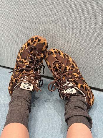 New Balance X Miumiu 530 SL Sneakers In Printed Leather And Technical Fabric Honey/Brown