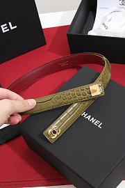Chanel Leather Belt Crocodile Embossed Calfskin & Metal Khaki & Gold AAC406 - 4
