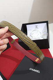 Chanel Leather Belt Crocodile Embossed Calfskin & Metal Khaki & Gold AAC406 - 2