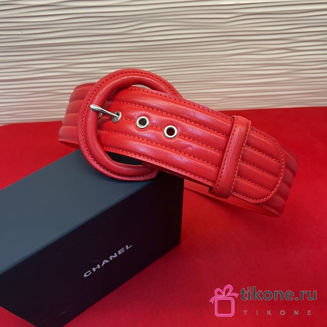 Chanel Leather Belt Red 6cm - 1