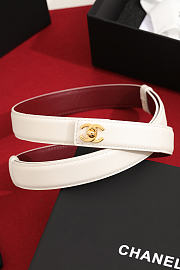 Chanel Leather Belt Calfskin & Metal White & Gold AAC406 - 1