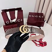 Gucci GG Marmont Wide Belt Dark Taupe Leather 4cm 863296 - 4