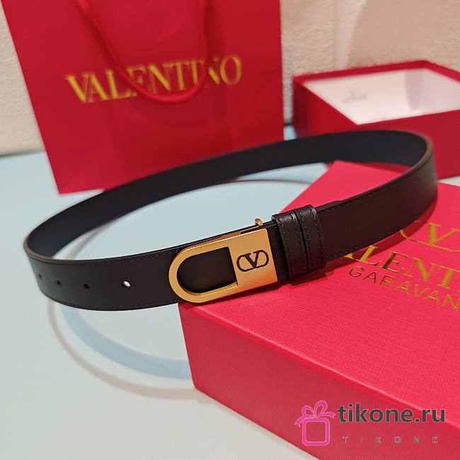 VLTN Vlogo Signature Belt In Shiny Calfskin 30mm With Enamelled Logo Detail Black - 1