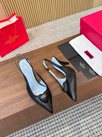 VLTN Coeur Royal Slingback Pumps In Kidskin Black 75mm