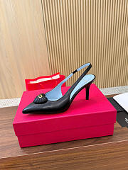 VLTN Coeur Royal Slingback Pumps In Kidskin Black 75mm - 4