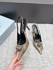 Prada Leather Slingback Pumps Dove Gray 90mm 1I713O  - 1
