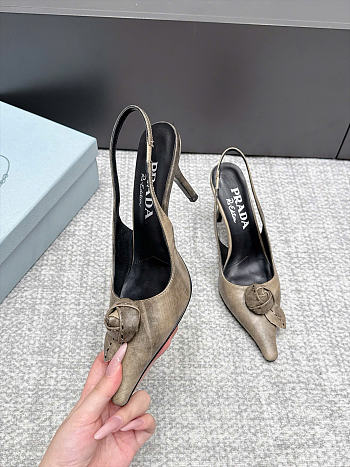Prada Leather Slingback Pumps Dove Gray 90mm 1I713O 