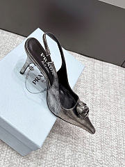Prada Leather Slingback Pumps White/Black 90mm 1I713O  - 5