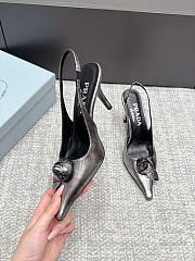 Prada Leather Slingback Pumps White/Black 90mm 1I713O  - 4