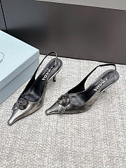 Prada Leather Slingback Pumps White/Black 90mm 1I713O  - 3
