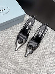 Prada Leather Slingback Pumps White/Black 90mm 1I713O  - 2
