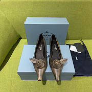Prada Leather Ballerinas Dove Gray 20mm 1F717O - 1