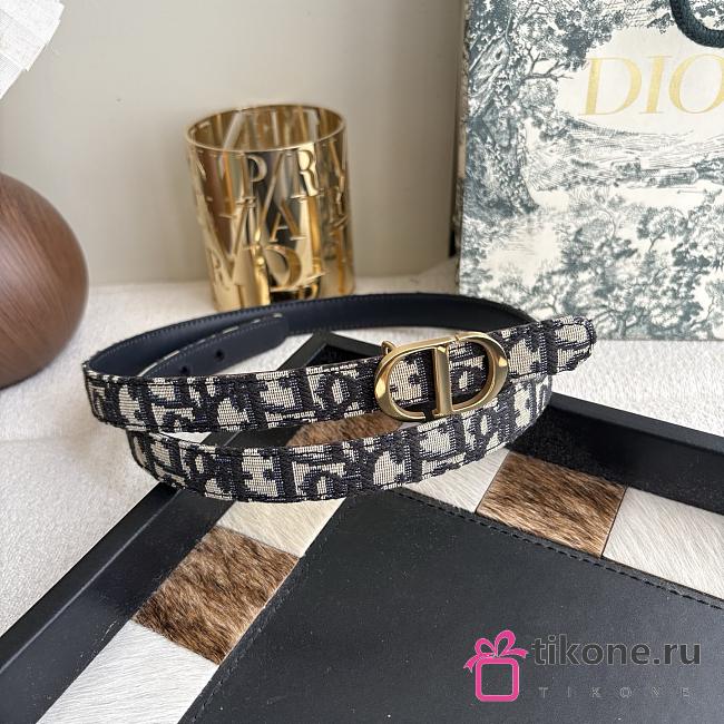 Reversible CD Icon Belt Navy Blue Dior Oblique Jacquard and Smooth Calfskin 20mm - 1
