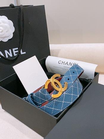 Chanel Leather Belt Calfskin & Metal Dark Blue & Gold AAC405