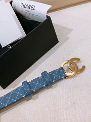 Chanel Leather Belt Calfskin & Metal Dark Blue & Gold AAC405 - 2
