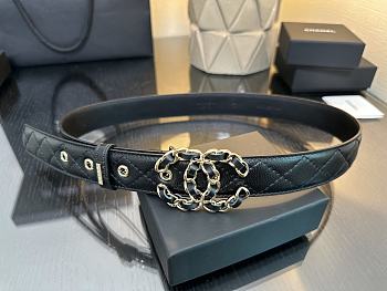 Chanel Leather Belt Calfskin & Gold-Tone Metal Black A73463