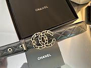 Chanel Leather Belt Calfskin & Gold-Tone Metal Black A73463 - 6