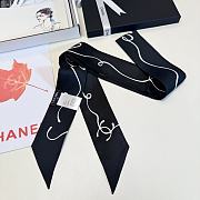 Chanel Slim Bandeau Silk Twill, Sort & Ecru  - 2