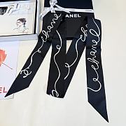 Chanel Slim Bandeau Silk Twill, Sort & Ecru  - 3